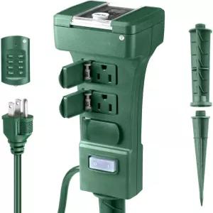 실외 전력 말뚝 타이머 리모컨이 있는 24시간 조명 할로윈 크리스마스 휴일 조명을 위한 6개의 콘센트