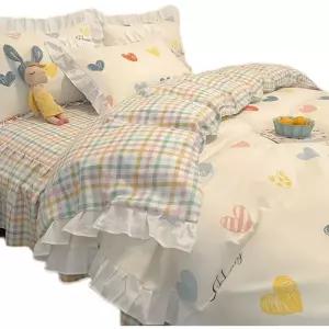 하트 면 초등학생 주니어 봄 레이스 이불 기숙사 택 프릴 침구세트 아이방 4