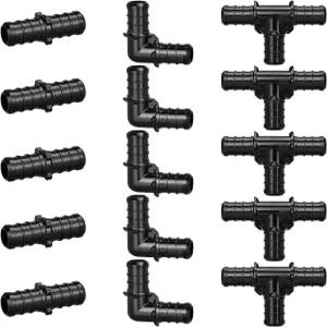 1/2 폴리 PPSU 바브 크림프 PEX 피팅 15개 콤보 엘보우 티 스트레이트 커플링 세트 리드 없음