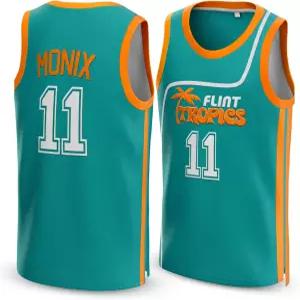 UNLC 플린트 트로피컬 에드 모닉스 11 세미 프로 90년대 힙합 의류 파티 남성 농구 저지 그린 화이트 S-5XL