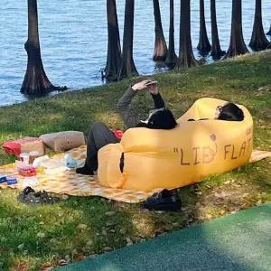 휴대용 에어빈백 2인용 공기주입식 캠핑 공원 음악축제 콘서트 소파