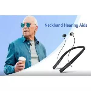 넥 스트랩 블루투스 보청기 헤드셋, 노인 증폭기용 소음 감소 기능이 있는 충전식 증폭기