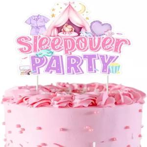 파르티클라 슬립오버 파티 케이크 토퍼 - 핑크와 퍼플 1 x 5.5 4.7 논에더블 카드스톡 파자마 바첼로레트