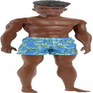 바비 켄 비치 인형 검은 머리 파란 열대 수영 트렁크