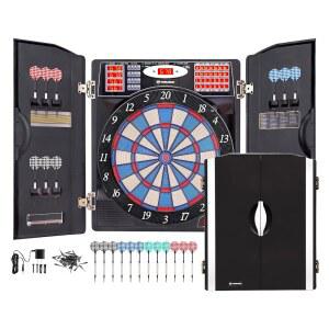 WIN.MAX 전자 다트 보드 캐비닛 세트, 캐비닛이 있는 LED 전기 디지털 보드, 12개의 소프트 팁 포함