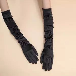 클래식 신부 파티 장식 분할 장갑 웨딩 긴 간단한 우아한 탄성 화이트 댄스 손가락 새틴