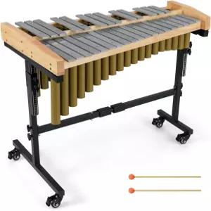 조절 가능한 스탠드와 바퀴가 있는 Giantex 32 노트 Glockenspiel Marimba 알루미늄 막대가 금속 실로폰
