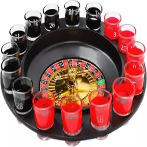 Aqur2020 드링킹 글라스 턴테이블 게임 세트 16홀 휠 와인잔 룰렛 16잔 2메탈 볼 포함