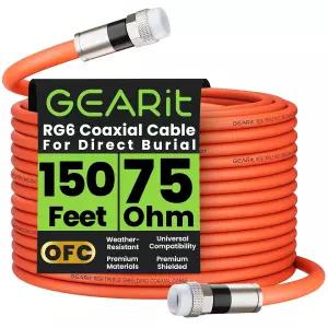 고무 부츠 고속 인터넷 광대역 디지털 TV 에어리얼 위성 150피트가 장착된 벽 내 RG6 70옴 RF 방수용