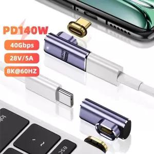 PD140W USB4.0 40Gbps 썬더볼트3 자석 어댑터 USB C To C타입 고속 충전 컨버터 케이블 8K@60Hz