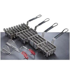 타코튀김기 바스켓 브리또 3칸 트레이 스텐 몰드 또띠아