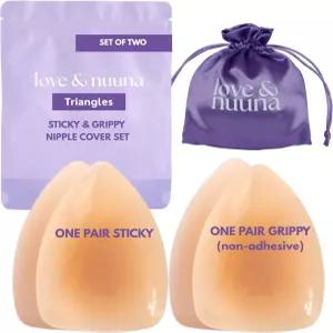 러브 앤 누나 및 비접착성 유두 커버 두 쌍 - 끈적끈적한 케이크 재사용 방수 페이스트리