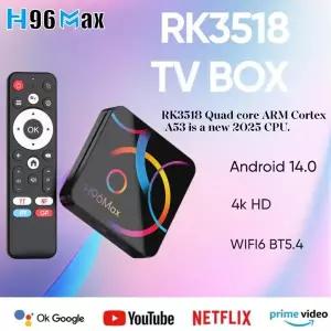 H96 Max RK3518 컬러풀 에디션 안드로이드 14 스마트 TV 쿼드코어 4K 미디어 플레이어 WiFi6 BT5.4 구글 보