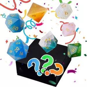 미스터리 블라인드 박스 젬스톤 글래스 캣 DND 주사위 세트 7pcs 다면체 던전 앤 드래곤 패스파인더 RPG 및