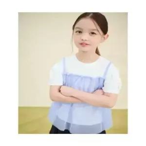 beanpolekids1 러블리 빙키 걸즈 반소매 샤 뷔스티에 블라우스 스카이 블루 (BI5465G05Q)