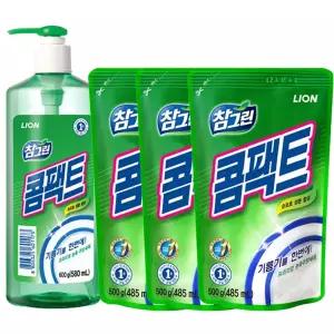 참그린 콤팩트 고농축 주방세제 용기 600g 1개 + 리필 500g 3개