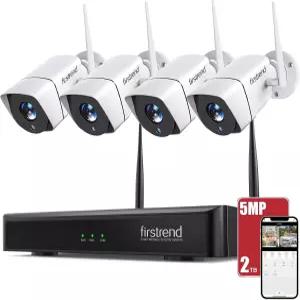 무선 카메라 시스템 퍼스트엔드 5MP 4대의 CCTV 포함 울트라 HD 양방향 오디오 8CH DVR 2TB 하드 드라이브