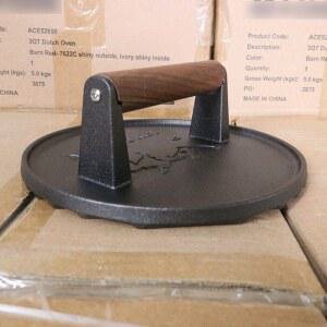 고기누름판 돼지껍데기 무쇠 누르개 18cm 장방형누름판 직사각형 주철 압착판 줄무늬