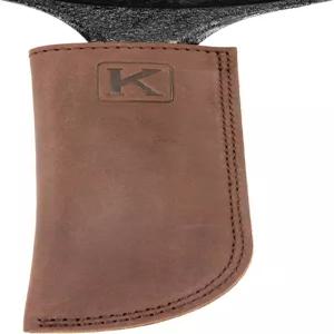 Knapp은 버번 브라운 55인치 초두꺼운 가죽 주물 철제 프라이팬 손잡이 커버 냄비 이중층 이중 스티치 금속