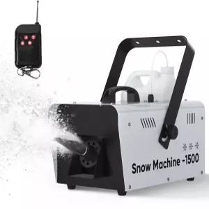 야외 및 실내용 업그레이 1500W 스노우 머신 리모컨과 핸들이 있는 파티용 가짜 메이커