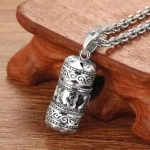 925 실버 6 문자 진정한 단어 펜던트 국가 스타일은 남성과 여성 Gawu 상자 목걸이를 열 수 있습니다 보석