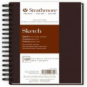 스트라스모어 400 시리즈 스케치 페이퍼 아트북 매트 브라운 커버 내추럴 화이트 사이드 와이어 바인딩
