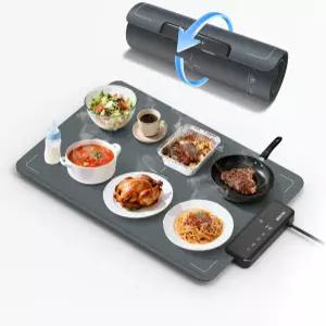 젤트리 푸드 워머 매트 플러그 앤 플레이 대형 24인치 X16인치 급속 풀 표면 가열 6레벨 온도 6시간 타이머