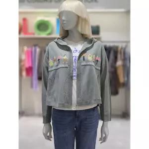 [베네통] 베네통 린넨 블렌드 자수 후드 니트 가디건 BAKC14511 [P003767091]