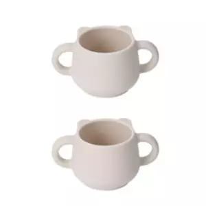 블루마마 유아컵 캐릭터 귀여운 실리콘 물컵 크림X2 BNA