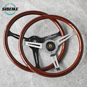 15인치 380mm JDM 클래식 우드 그레인 스티어링 휠  빈티지 스포츠 울프스부르크