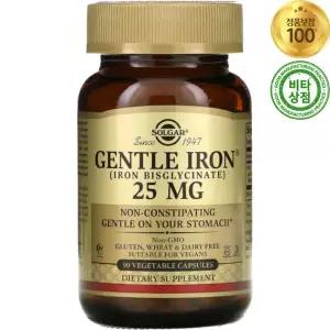 솔가 젠틀 철분 아이언 25mg 90정 비건 Gentle Iron