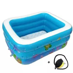 소형 직사각 에어 워터풀 110cm 해양동물 프린팅 3층 구조 베란다 물놀이