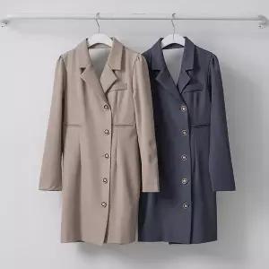 [신세계라이브쇼핑][옷자락] 여성 하객룩 결혼식 버튼 카라넥 백브이 미니드레스