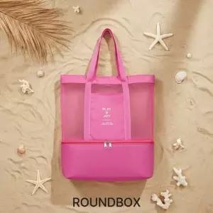 라운드박스 핑크 운동가방 헬스가방 수영가방 방수가방 목욕가방 메쉬수영가방 수영장가방 비치백 수영복