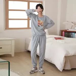 여성 농구 곰돌이 배색 맨투맨 조거팬츠 트레이닝 세트 츄리닝 잠옷세트 홈웨어 -WPST0180- 봄 가을