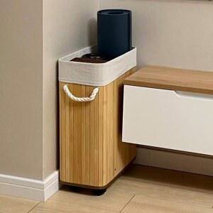 대나무 바구니 수납함 가정용 페이퍼 빨래 요가 매트 잔해물 정리함 롤 수납 산 틈새