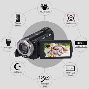 Andoer Video Camera 1080P Full HD 16X tal Recordin