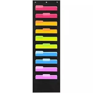 하마 크리에이션 헤비 듀티 수납 포켓 차트(블랙 - 1팩 10개 이름표 없음)