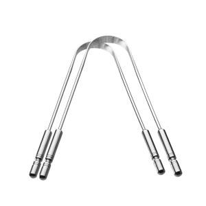 여행용 케이스가 있는 스테인리스 스틸 혀 스크레이퍼, 2팩, 구강 관리 클리너