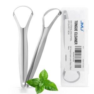 여행용 케이스가 있는 JMU 2 PCS 혀 스크레이퍼, 스테인리스 스틸 클리너