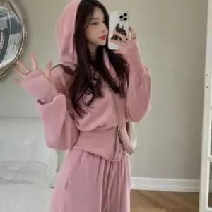 후드집업 크롭 트레이닝 후드 와이드 투피스 하이 웨스트 여성