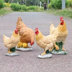 모형 정원 꾸미기 조경 철제 소형 모델 레드 수탉 40cm 인형 닭소품 조합 인조바위