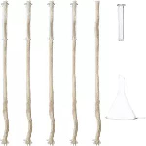 소규모 오일 램프 알코올 및 DIY 핸드 블로우 버너용 퍼널 유리 튜브 홀더로 교체용 면 토치 윅스 5개