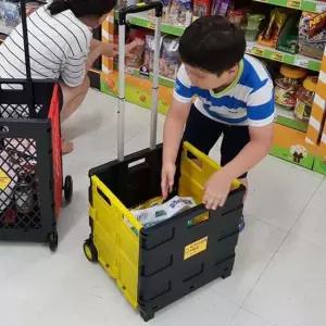 장바구니카트 튼튼한마트카트 장보기 장바구니 구르마 (대) 노랑 핸드카