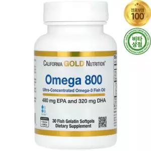 캘리포니아골드뉴트리션 오메가 800 피쉬 오일 30정 소프트젤 Omega 3 1000mg Pharmaceutical Grade Fish O