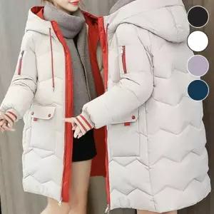 [라일리여성의류] Rly 여성 겨울 배색 라인 단체복 돕바 웰론 패딩 롱