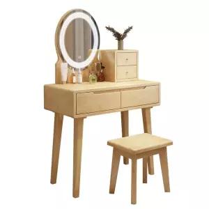 북유럽 원목 화장대 냄새x 세트(의자) 고무나무원목