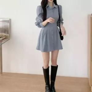 여성 봄 여름 일상 하객룩 슬림핏 블라우스 미니드레스