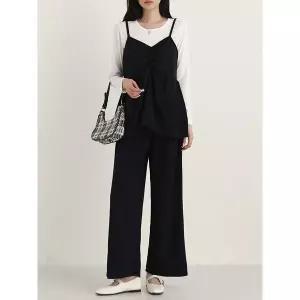 [하프클럽/]타닝 V 셔링 뷔스티에   와이드 팬츠 세트_BDOP277