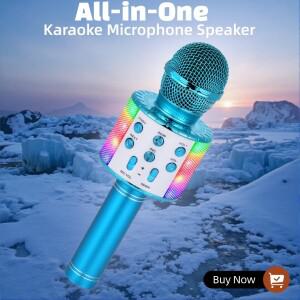 무선 블루투스 노래방 마이크, 3-in-1 휴대용 핸드헬드 노래방 마이크 스피커 기계 모든 스마트폰용 파티